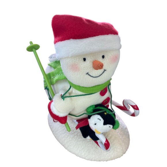 Hallmark Swooshin Duo Animated Musical Light Up Plush Snowman Penguin Skiing Jin - Picture 15 of 16